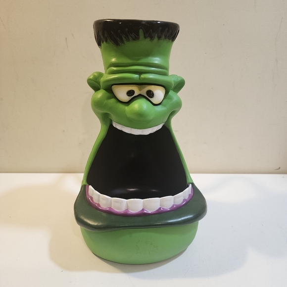 FRANKENSTAIN BIG MOUTH CANDY BOWL Halloween Basket - Picture 2 of 12